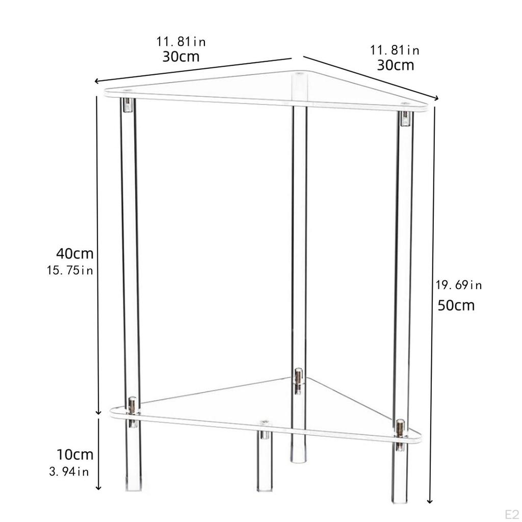 Acrylic Corner Shelf End Table Side Clear Space Saving Dresser Organizer Bathroom Counter