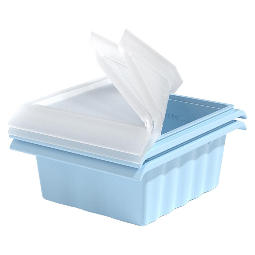 

1/2 Grids Food Freezing Molds with Lid Food Sauce Storage New Ice Cube Mold Blue-1 Grid