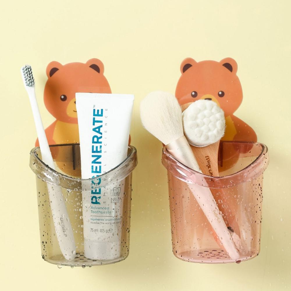 Bathroom Cute Bear Shaped Storage Box Cup Organizer Razor Stand Toothbrush Holder Toothpaste Rack