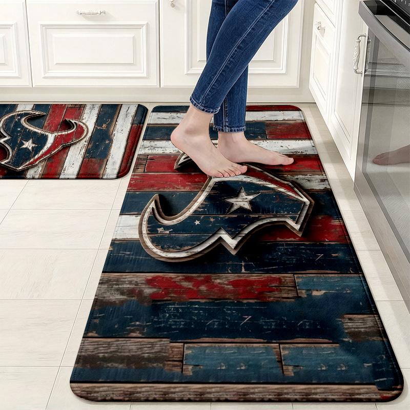 Houston Texans Flannel Kitchen Mat Christmas Soft Area Rug Non Slip Floor Carpet Home Decoration