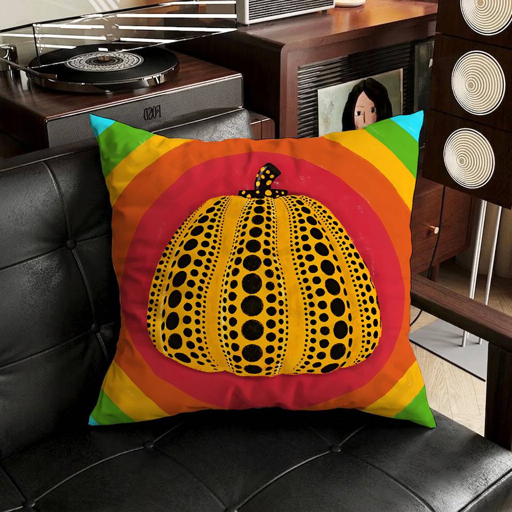 YYayoi Art KKusama Pillow Case Square DoubleSided Printing Short Plush Sofa Cushion Cover Bedroom Bedside Pillow