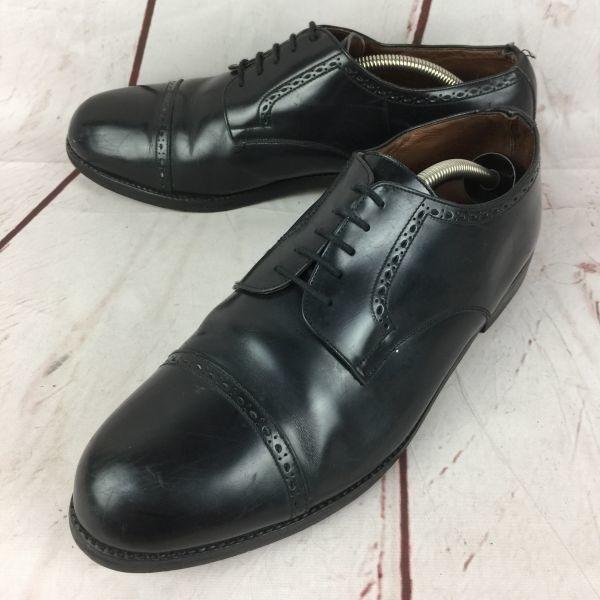 

80s Vintage Rare LOTTO CONCEPT All Leather Punch Cap Toe 46 28.5-29.5 Black Dress Shoes Business