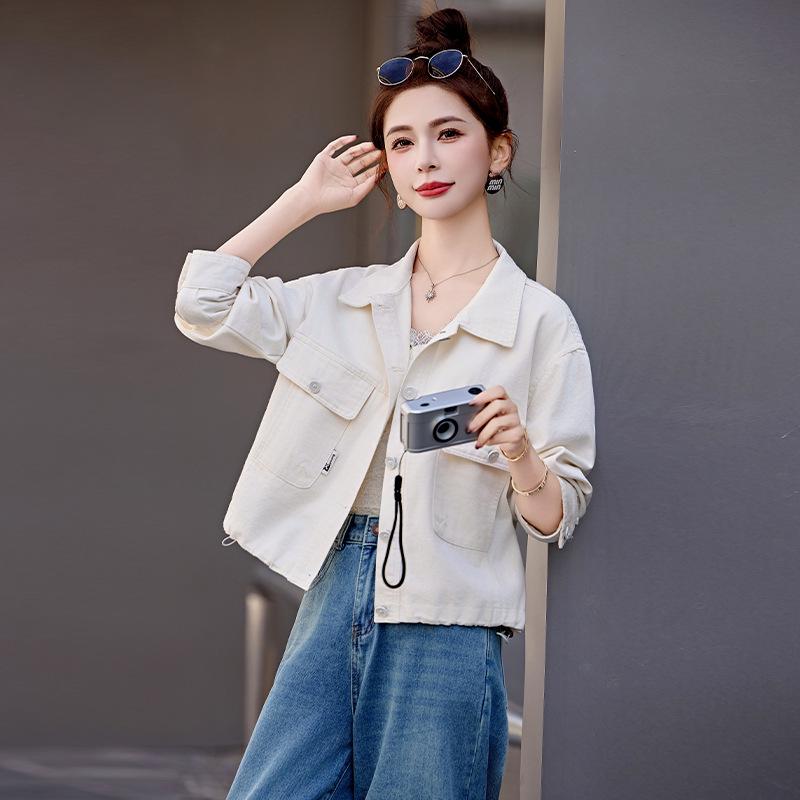 

2025 Spring Retro Women s Long Sleeve Denim Jacket HJ2526 XL (62.5-70 kg)