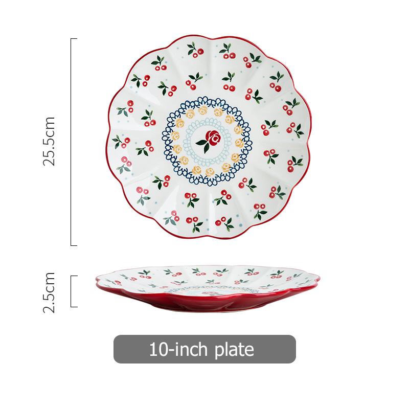 8/10 Inch Flower-shaped Serving Plate Cherry Blossom Dinner Dishes Ceramic Dessert Plate Microwave Safe Dinnerware