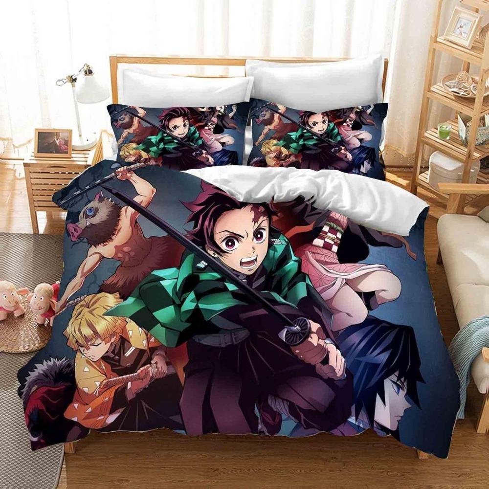 Cartoon Anime Bed Linen,Microfibre Bedding Sets, Children's Bed Linen with Zip Room Decor  Duvet Cover  for Teenagers  Adult