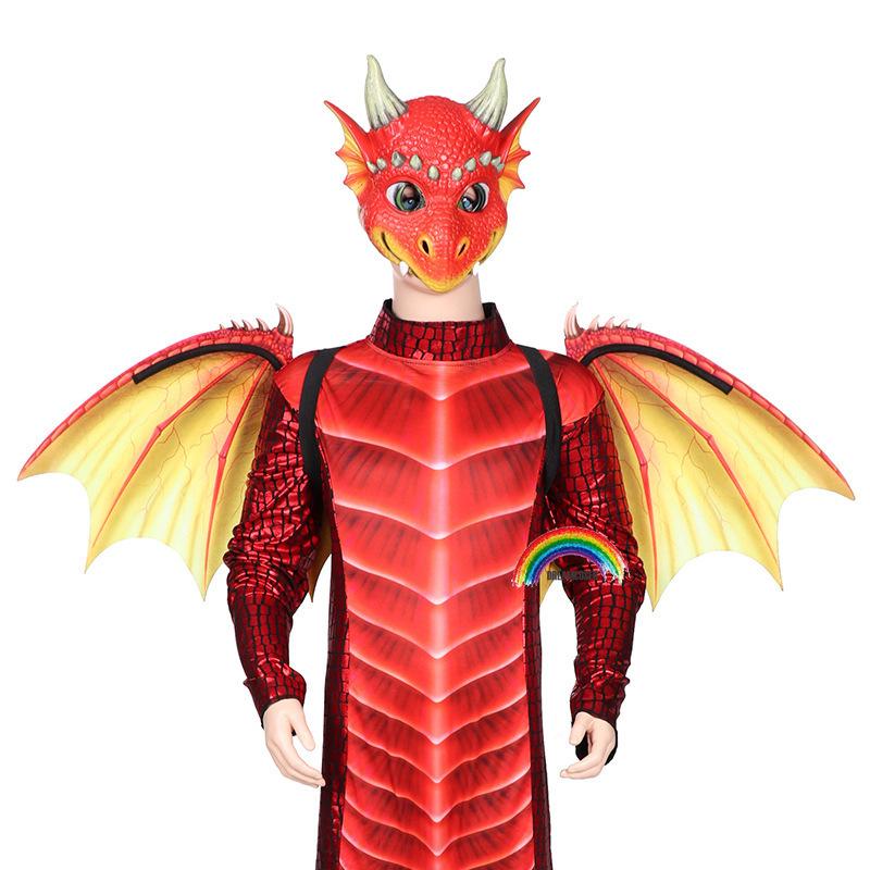 Dragon Wings Boy And Girl Kids Halloween Decoration Carnival Party Animal Costume Dragon Cosplay Masquerade Face Mask And Wings