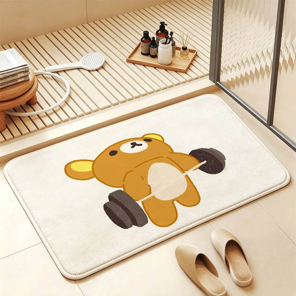 So Lovely R-Rilakkuma-S bear Anti‑Slip Floor Mat Short Plush Rug mat Soft Comfortable Machine Washable Home Decor