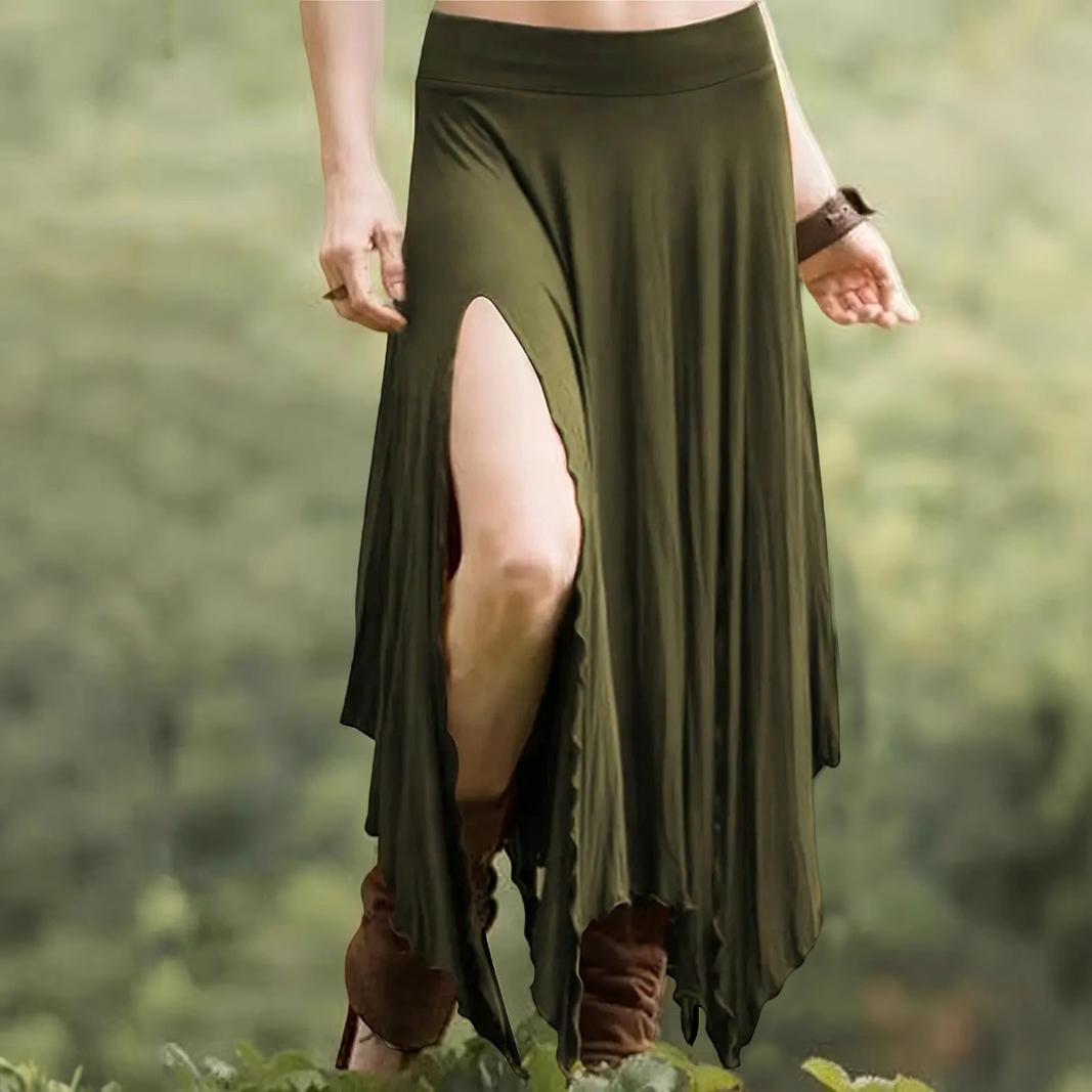 

Women s Summer Fashion Color Elastic Waist Irregular Hem Casual High Waisted Beach Skirt XL
