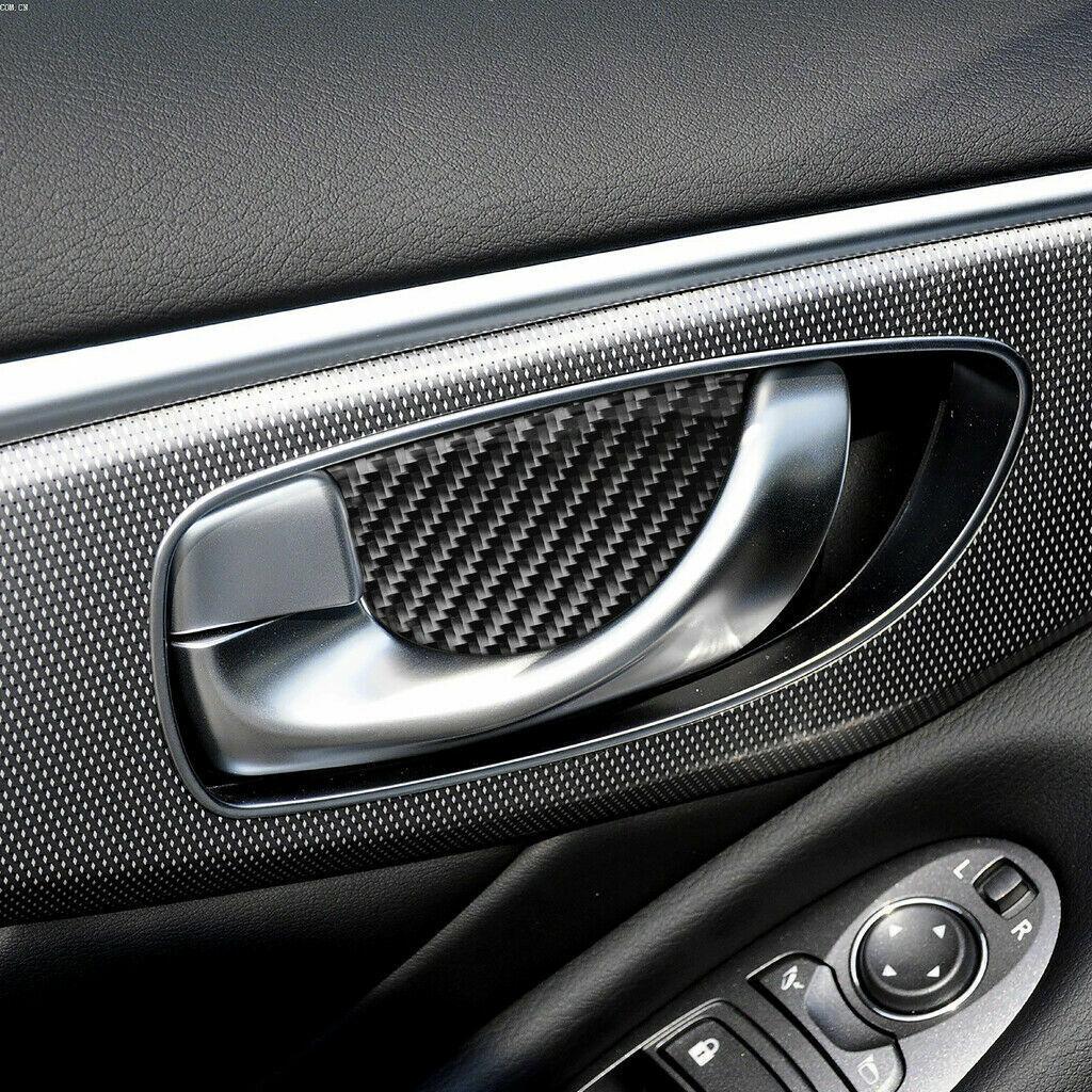 Inner Door Handle Bowl Cover Trim Carbon Fiber For Infiniti Q50 Q60 2014-