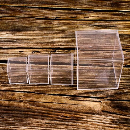 4Pcs Durable Candy Box Multiple Uses PS Transparent Cube Compact Portable Lid Case Organizer Container for Wedding