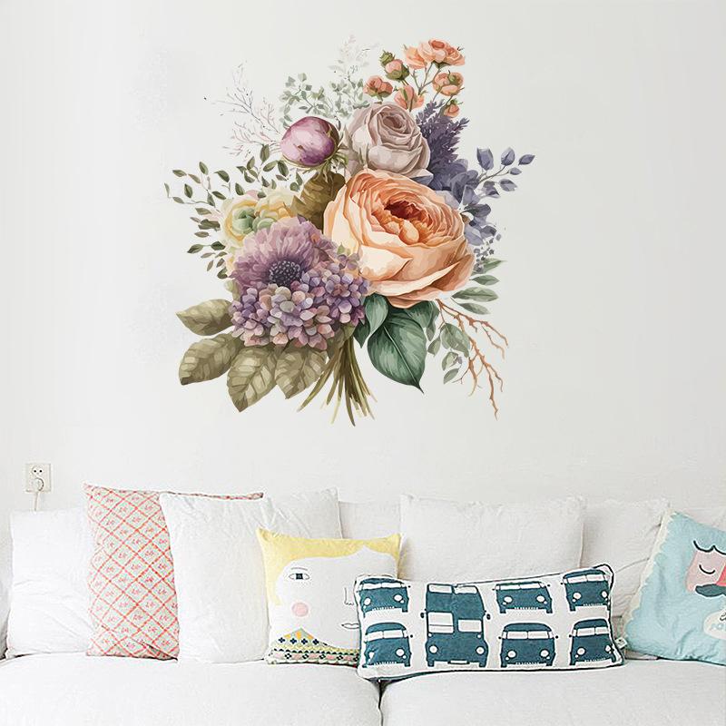 Großer Pfingstrosen Wandaufkleber Selbstklebender Blumenaufkleber für Schlafzimmer Flur Bettkopfteil Wanddekoration Wohnraum Innenraum Abziehen und Aufkleben Wandkunst