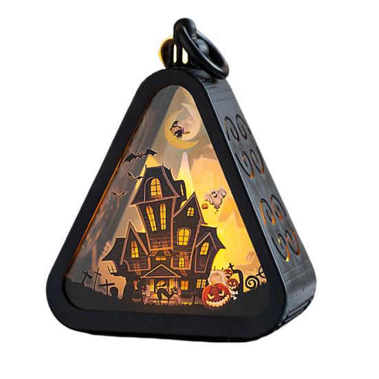 Halloween Pumpkin Lantern Witch Portable Carry Light Trick or Treat Decoration Party Scene Setup Props for Mantel Cabinet Decor