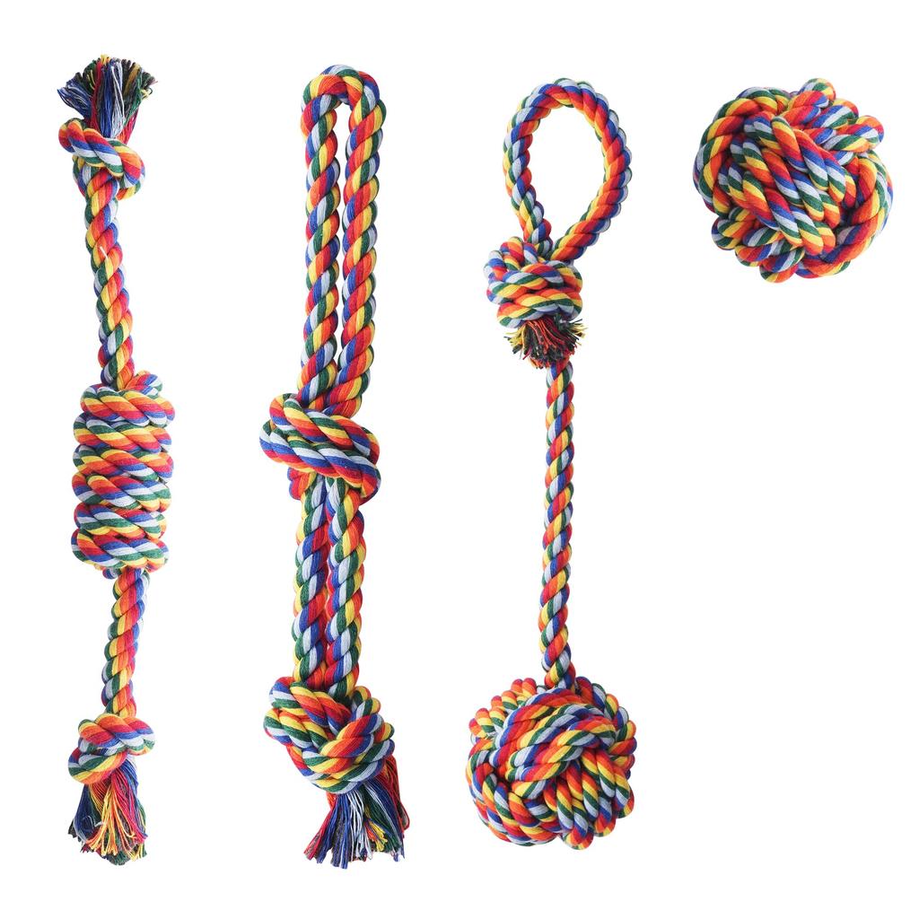 4 Pack Puppy Rope Dog Rope Dog Dog Chew Cotton Pet Stress Teeth Suitable for Dogs Toys, Toys, Toys, Toys, Relief, Durable, Clean, Cleaning,