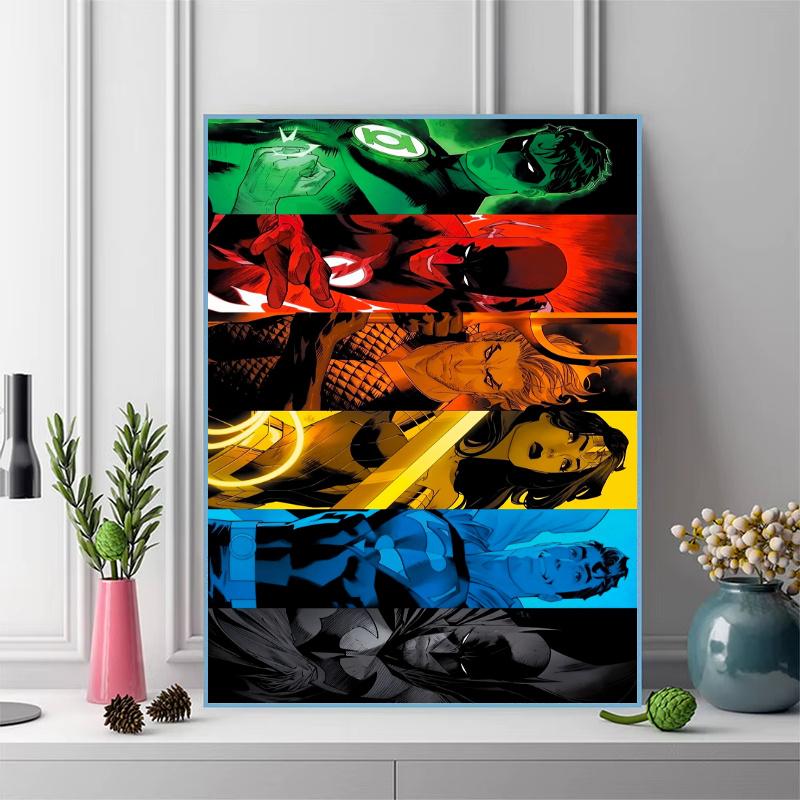 Justice League Pattern 3pcs 100% Round Full Drill 5D DIY Diamond Painting Embroidery Cross Stitch Rhinestone Décor