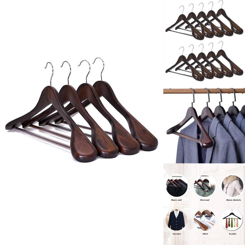 Wooden Clothes Hangers Set With Thickened Nonslip Design For Hotel And Closet Storage