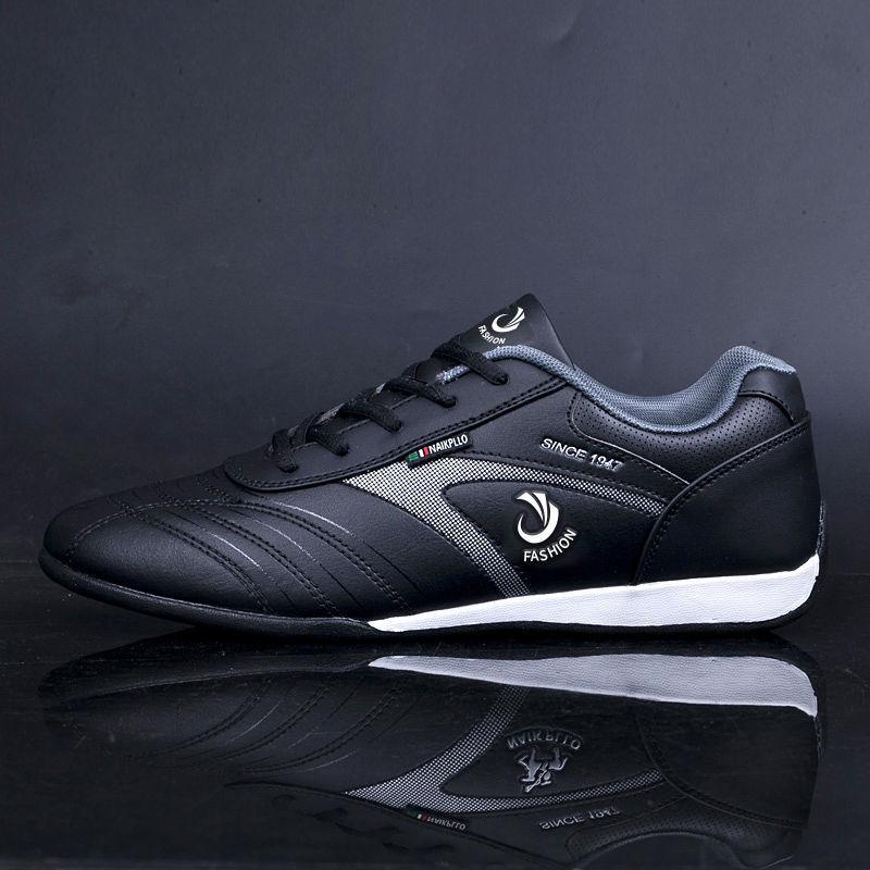 

Модные мягкие кожаные мужские повседневные туфли спортивные модные трендовые мужские кроссовки резиновые мужские туфли на плоской подошве 8.5 чёрный