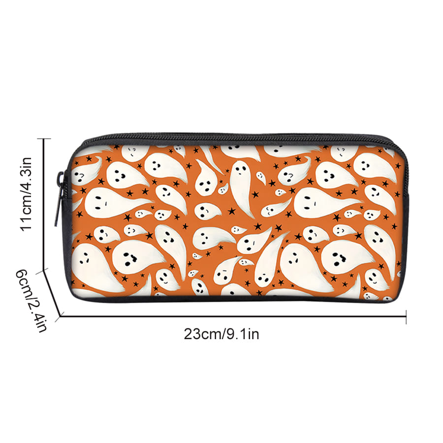 Ghost Pattern Single Layered Pencil Case With Handheld For Boy And Girls Best Gifts 2D Cartoon School Pencil Pouch For Children