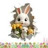 3D Visual Effect Easter Bunny Wall Stickers Cute Removable Adhesive Wallpaper Hole Break Design Bunny Egg Pattern Wall Stickers