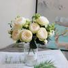 1 Bundle Silk Peony Bouquet Home Decoration Accessories Wedding Party Scrapbook Fake Plants Diy Pompons Artificial Roses Flowers