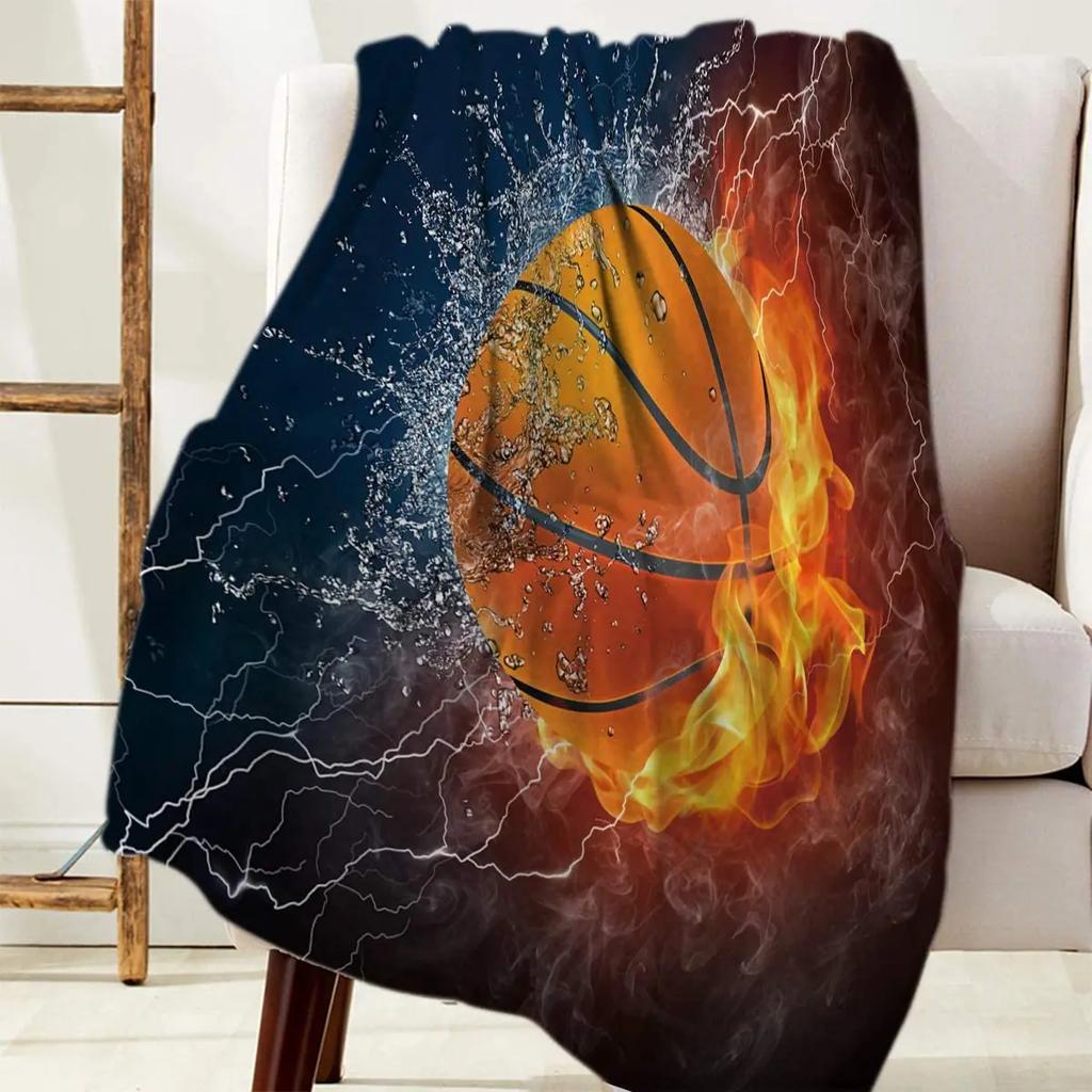 Flannel Fleece Bed Blankets Lightweight Cozy Throw Blanket for Couch Sofa Bedroom Adults KidsFire Basketball Twin Size 40"x50"