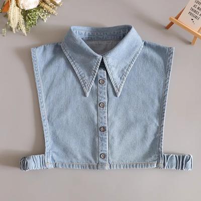 Perfect Match Fashion Denim Fake Collar Women Big Lapel False Collars Woman Decoration Detachable Collars Tie Blouse Removable Nep Kraagie