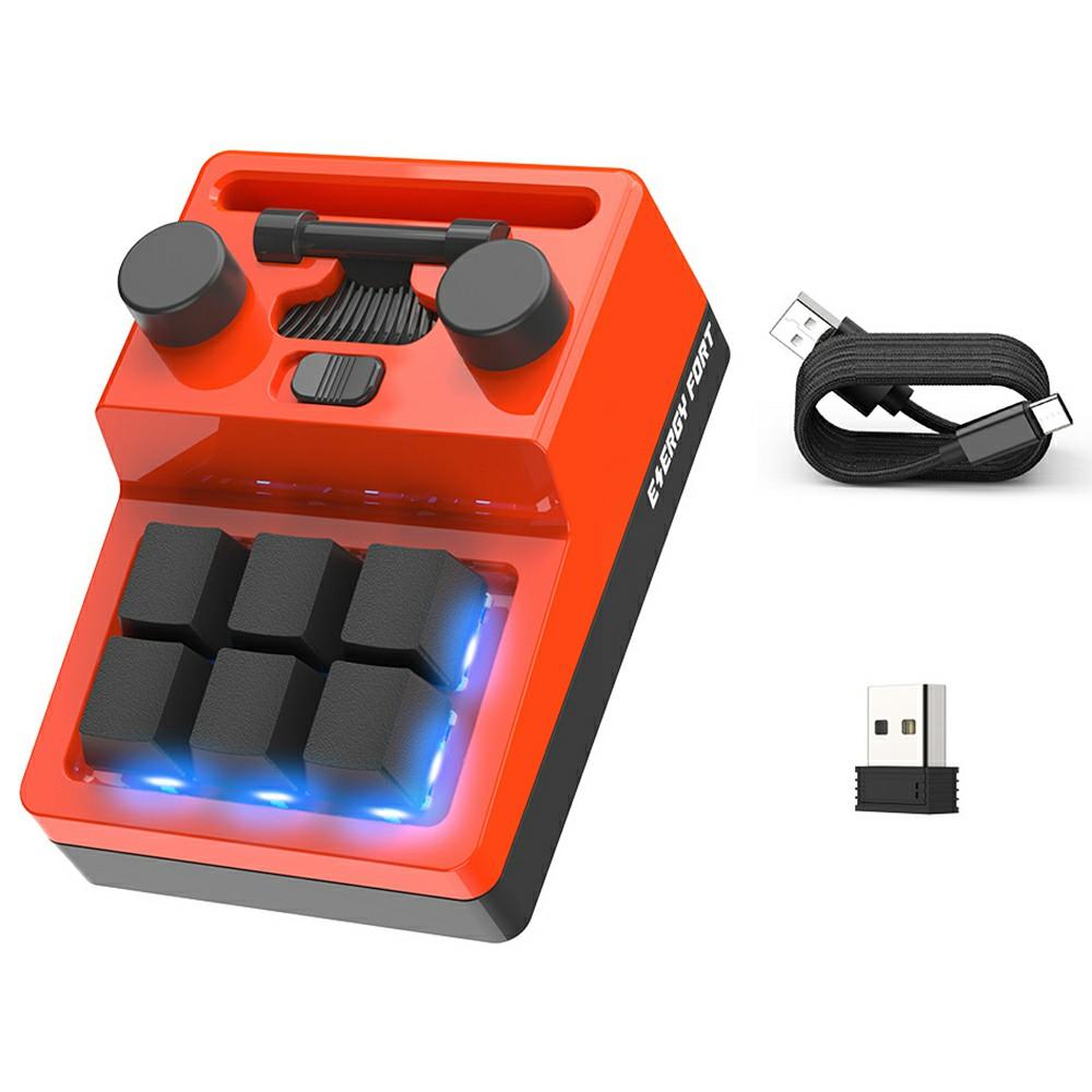 

230104-6 Bluetooth-compatible Mechanical Macropad Mini RGB Keyboard Programming Photoshop Gaming Keypad Black+Red