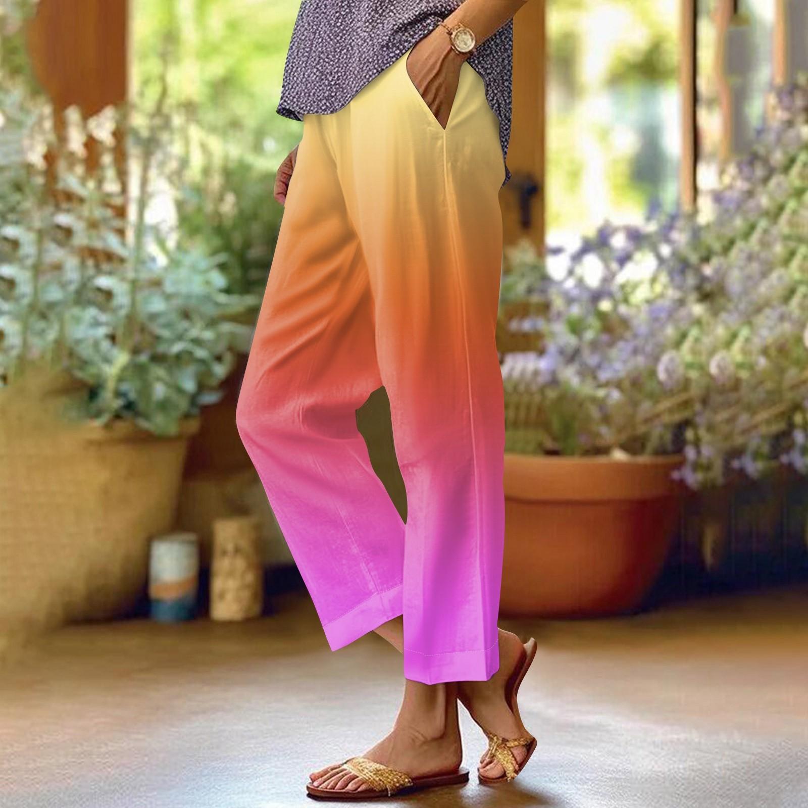 

Женские повседневные брюки с модными карманами и эластичной резинкой на талии XXL оранжевый