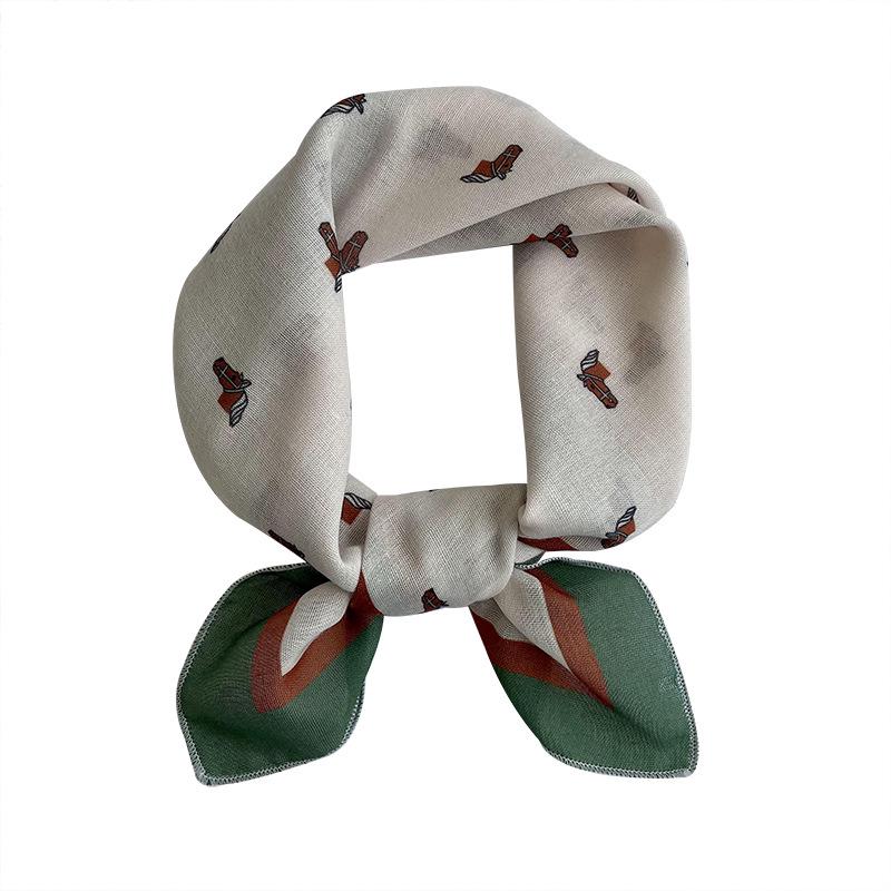 Korean Style Silk Scarf: Women's Letter Print Neck Scarf, Square Hair Tie, or Headband