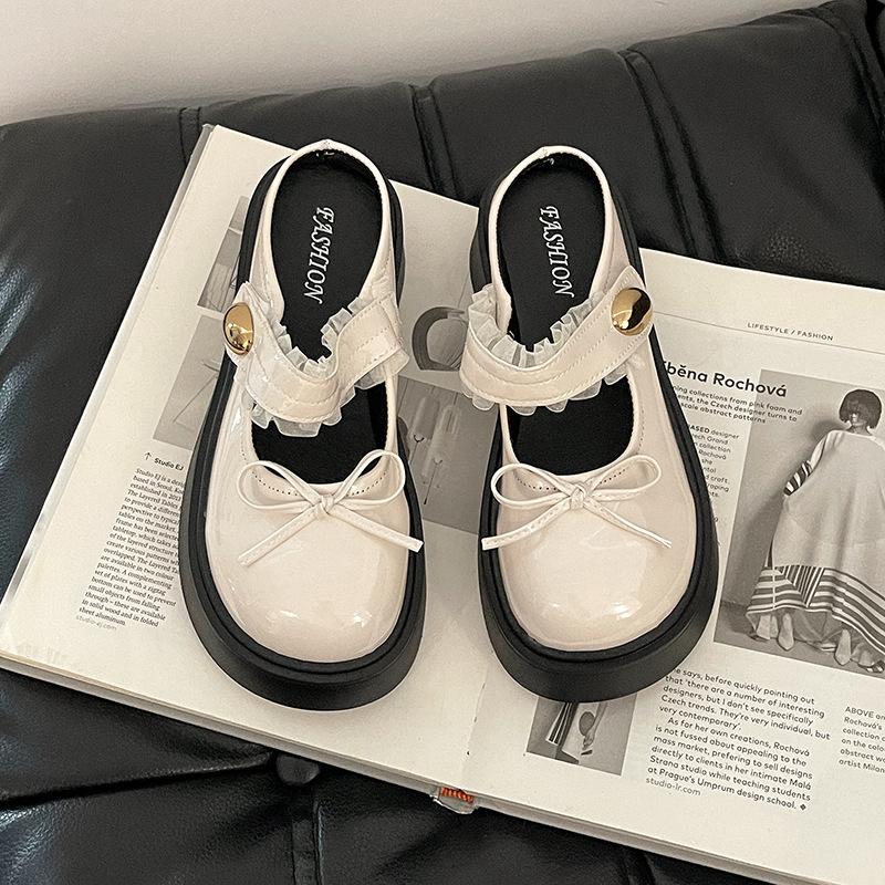 

Французские маленькие кожаные туфли с бантом Мэри Джейн с сумкой на носке полушлепанцы для девочек летняя мода кружево платформа шлепанцы на перемычке 39