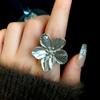 Exaggerated Metal Flower Opening Ring 5 Petals Finger Hand Ring Opening Finger Ring  Party Favors