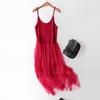 Elegant Women Summer Yarn Splicing Dress Sleeveless Boho Beach Sundress For Casual Wear