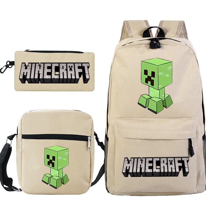 Game Minecraft Printed Children'S School Bag Oblique Span Bag Stationery Pencil Bag Student Backpack Set