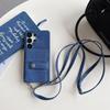 Luxury Solid Color Denim Wallet Card Slot One Buckle Lanyard Phone Case For Samsung S25 Ultra S23 S24 Ultra Bumper Back Cover