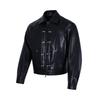 Mens Vintage PU Leather Moto Jacket Loose Fit Streetwear Casual Outerwear With Snap Decor