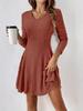 Popular dress European and American early autumn dress A-shaped version knitted long-sleeved temperament elegant style