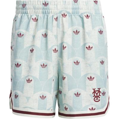 adidas Originals X Hoop York City Stampa Logo Allover Comodi Pantaloncini Sportivi Larghi Unisex Pantaloncini Avorio-Bianco Verde Testurizzato Rosso Scuro JC5973