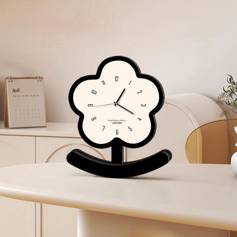 

1PC Flower Cartoon Creative Table Clock Living Room Desktop Crafts Ornaments Decorative Digital Clock Bedroom Bedside Office Silent