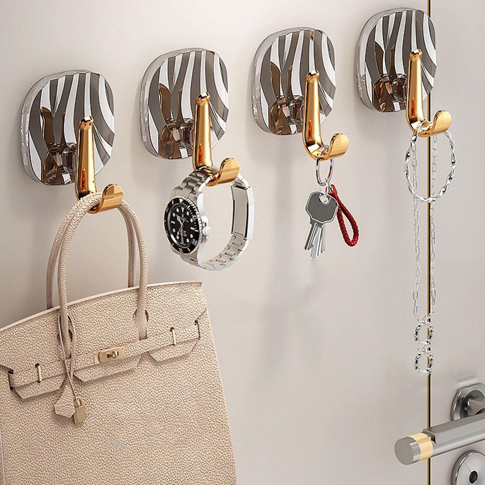4pcs Hanging Light luxury Wall Hook Wall Mounted Key Bag Hooks Bathroom Hooks  Key Cloth Coat Towe
