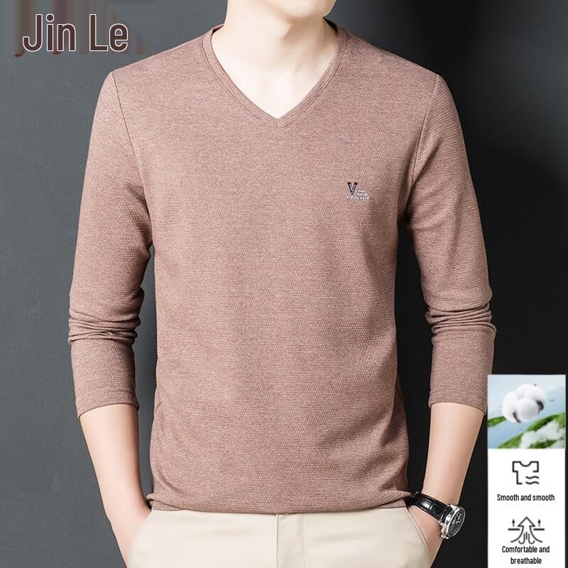 Men's Solid Color V-Neck Long Sleeve T-Shirt
