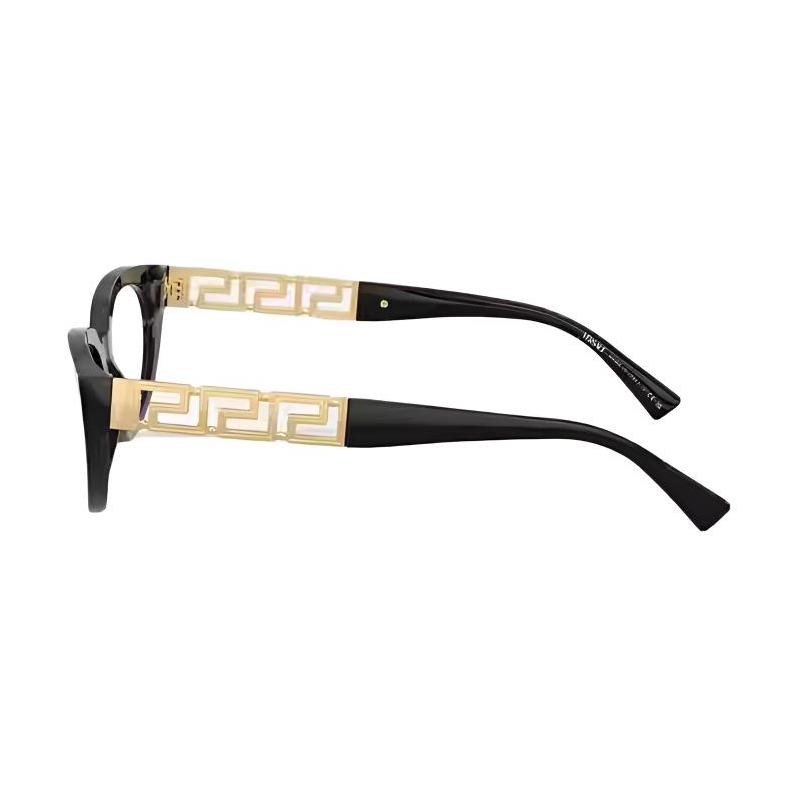 Versace Greca Elegant and Simple Acetate Cat Eye Optical Glasses Unisex Couple Style O3383F-OGB154-ONUL-Black+Gold 54-Glasses Case