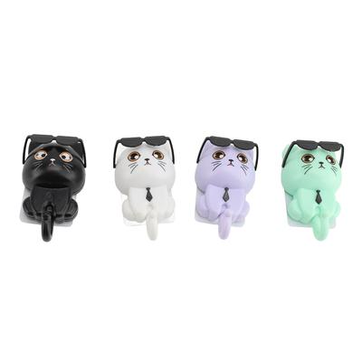 4Pcs Cat Hooks Plastic Adhesive Cute Sunglasses Kitten Key Holder Wall Hook for Hat Jacket