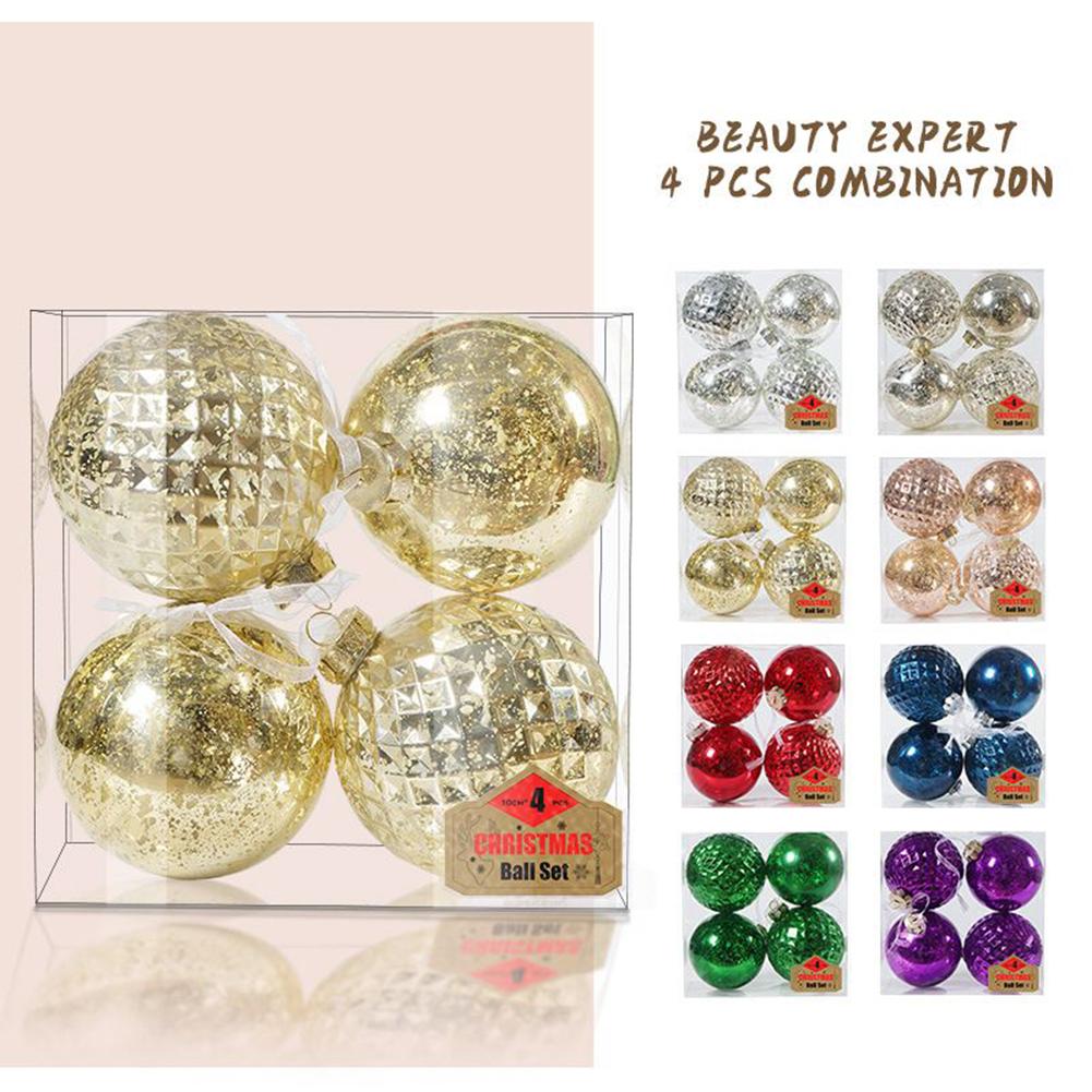 Stylish Ball Ornaments for Christmas Tree Decor 4PCS 10cm for Party