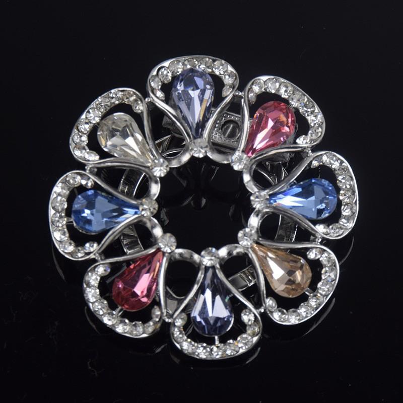 Brooch classy niche style colorful round flower brooch women s fashion crystal clothing corsage