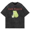 100% Cotton Vintage Washed Y2K Funny Rippit T Shirt Fashion Men/Women Aesthetic Retro Frog Oversize Loose Wash Tees Shirts