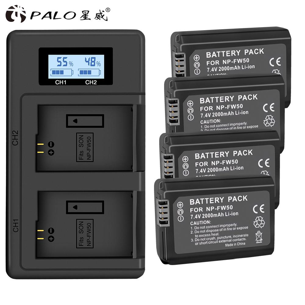 Palo 4pc Np Fw50 Np Fw50 Fw50 Battery Lcd Usb Dual Charger For Sony A6000 5100 A3000 A35 A55 s Ii Alpha 55 Alpha 7 2 r Nex7 Ne Buy At A Low Prices On