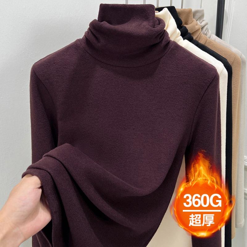 

Pile collar German velvet bottoming shirt women s winter autumn and winter new velvet thickened warm clothes with top inside M (90-52.5 kg recommended)