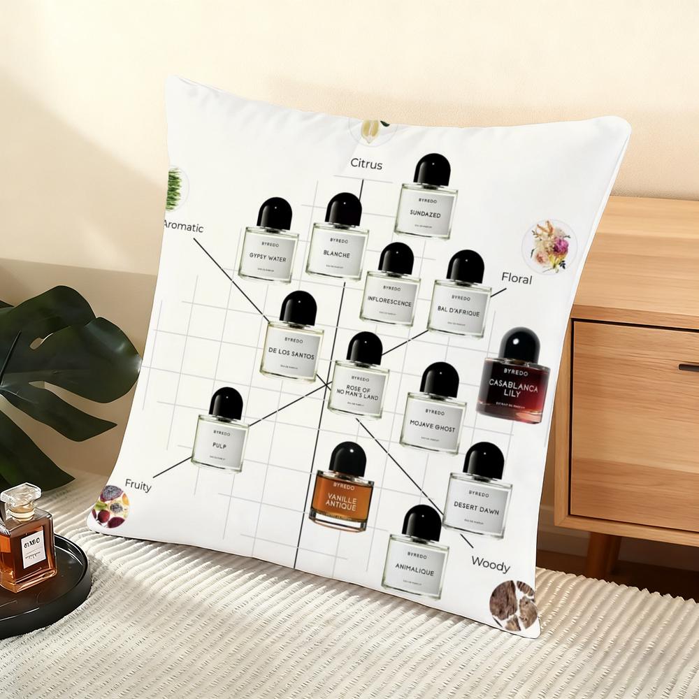 B-B-Byredo Perfume Cushion Cover Silky Short Plush Home Sofa Cushion Cover - Invisible Zipper Home Decoration