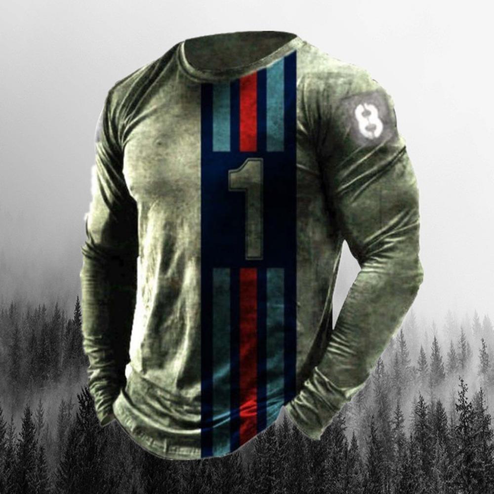 2023 European And American New Fashion Men s Flag Printing Long Sleeve T-shirt S