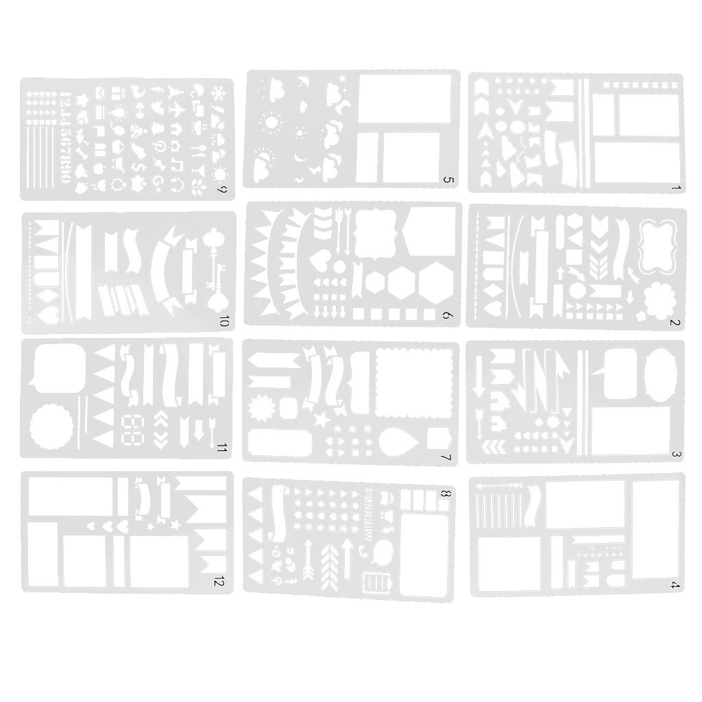 Planner Stencils Template Set Plastic Drawing Stencil Letters Journal Stencils for DIY Crafts and Scrapbooking Decoration