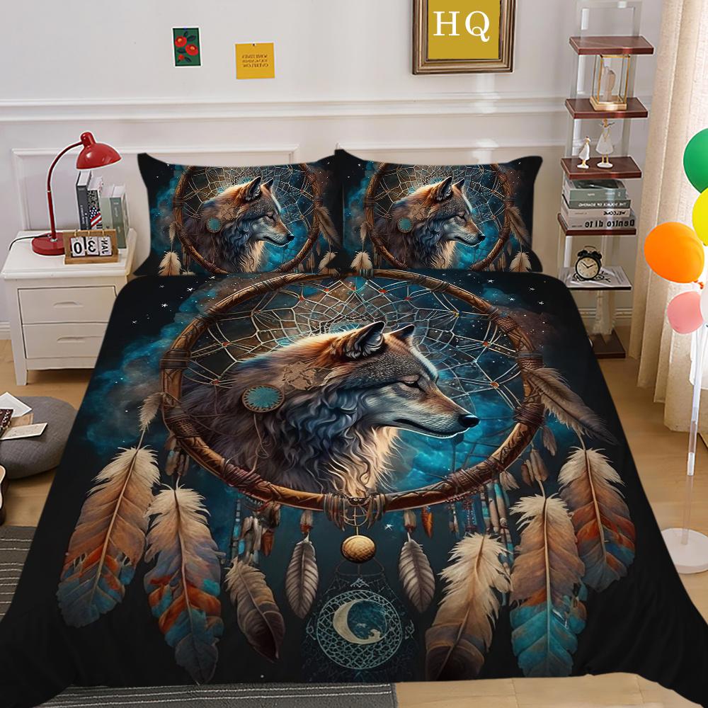 Bettbezüge Wolf Druck Polyester Twin Size Bettwäsche Kinder weiche hochwertige Heimbettwäsche